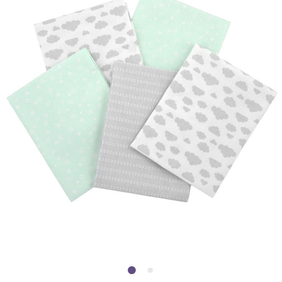 Gerber 5-Pack Green Flannel Receiving Blankets - Picture 2 of 7
